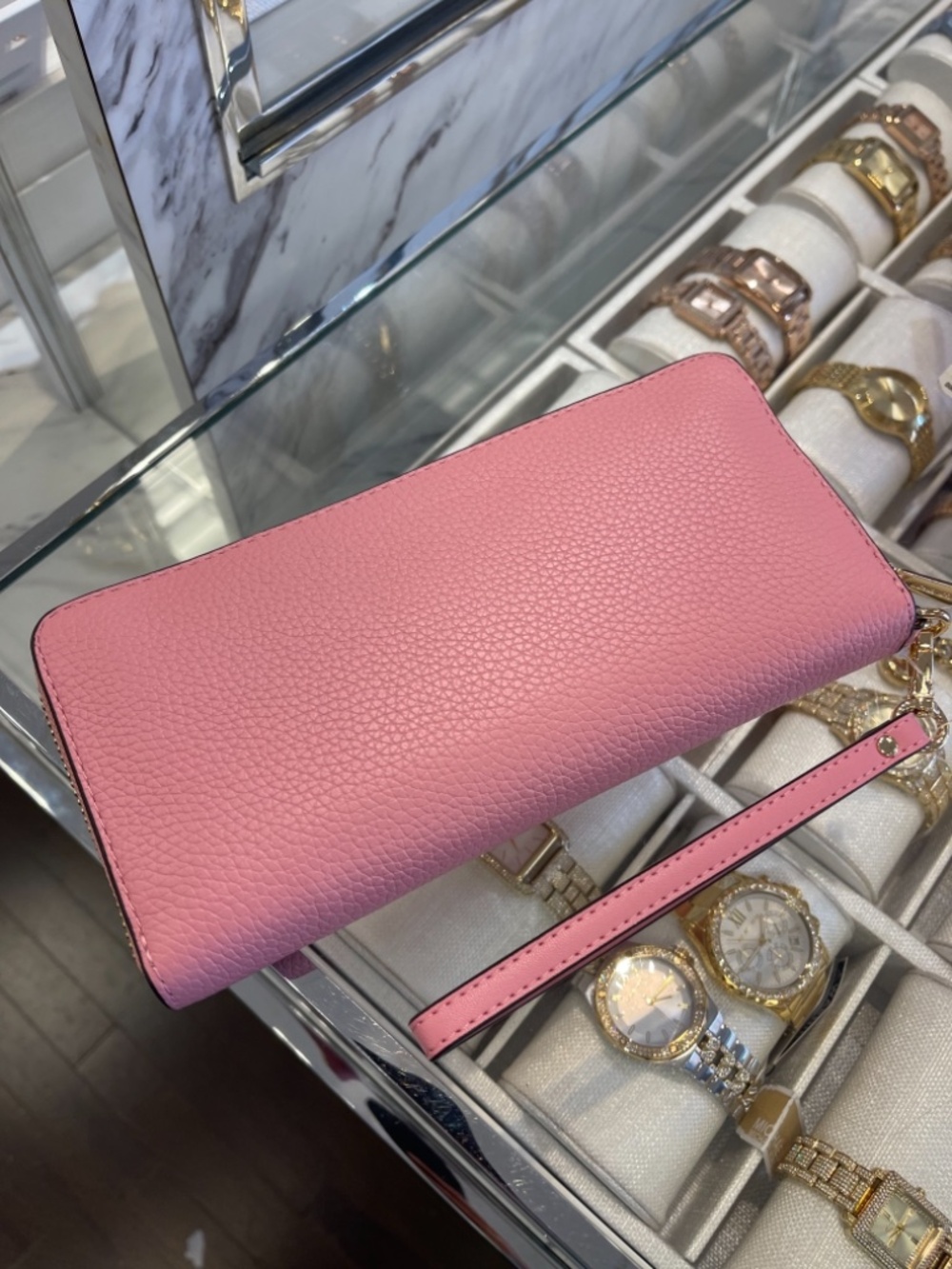 MICHAEL KORS Jet Set Travel Large Pebbled Leather Continental Wristlet Wallet Ph - Picture 9 of 16